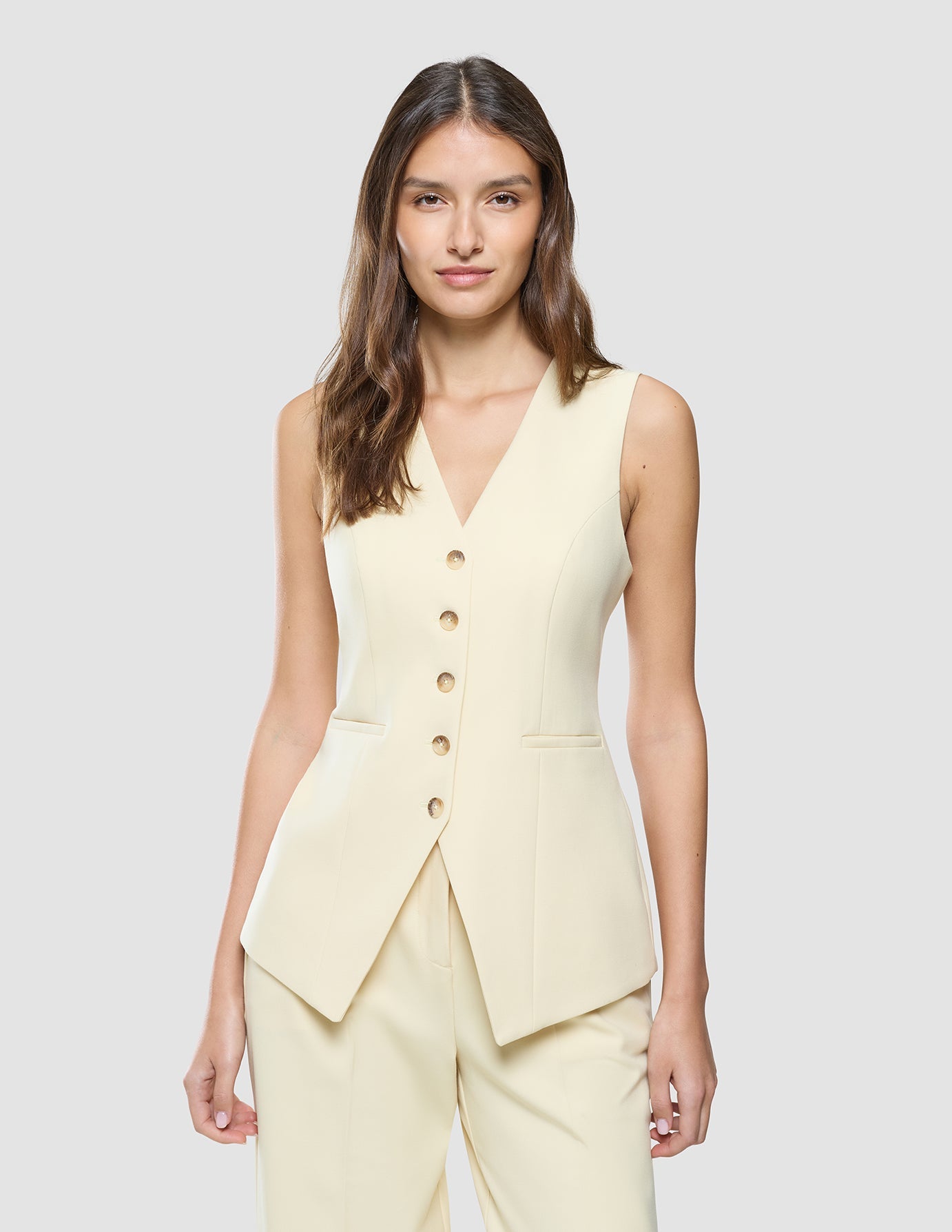 Women Essential Long Vest Misty Yellow